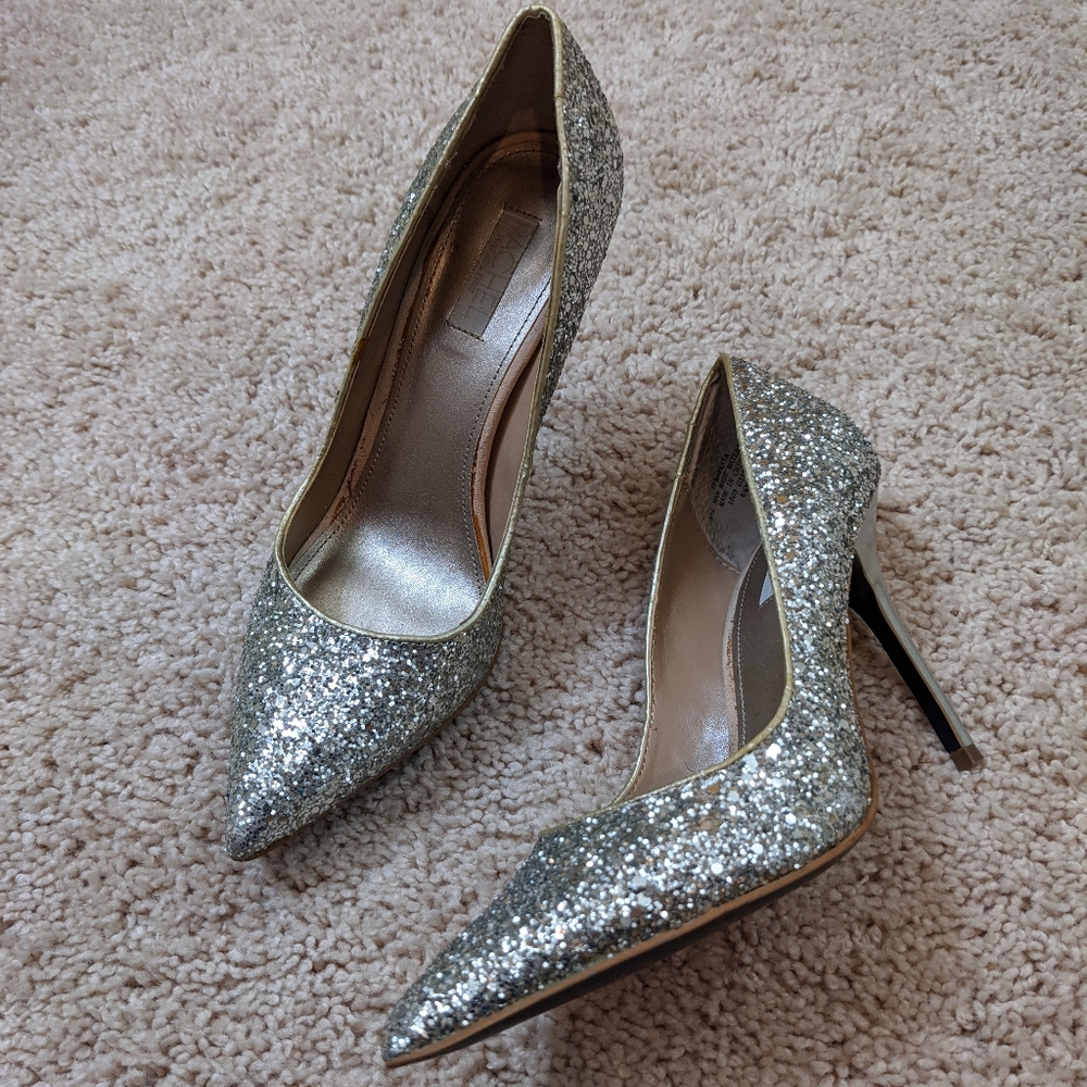 Rachel Roy silver glitter pumps